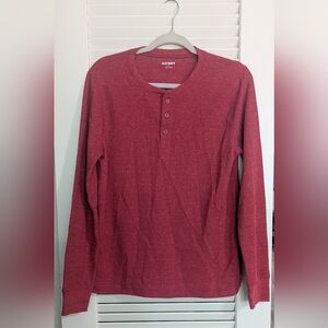 Old Navy Men's Red Long Sleeve Henley